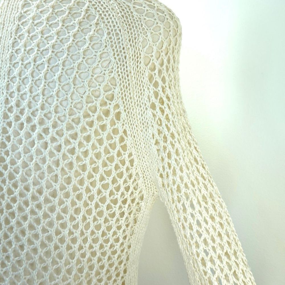 360 Sweater Sweater Open Crochet Knit Design Silk and Linen Size Small - Picture 12 of 15